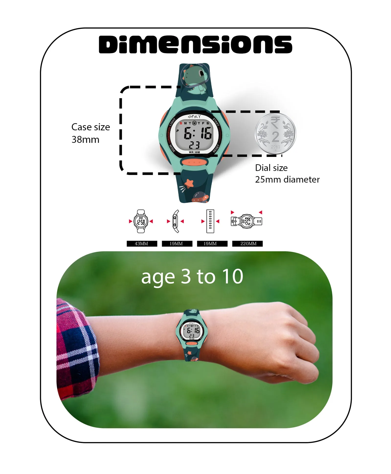 Spiky Eva18 Printed Strap Round Sports Digital Watch - Pink
