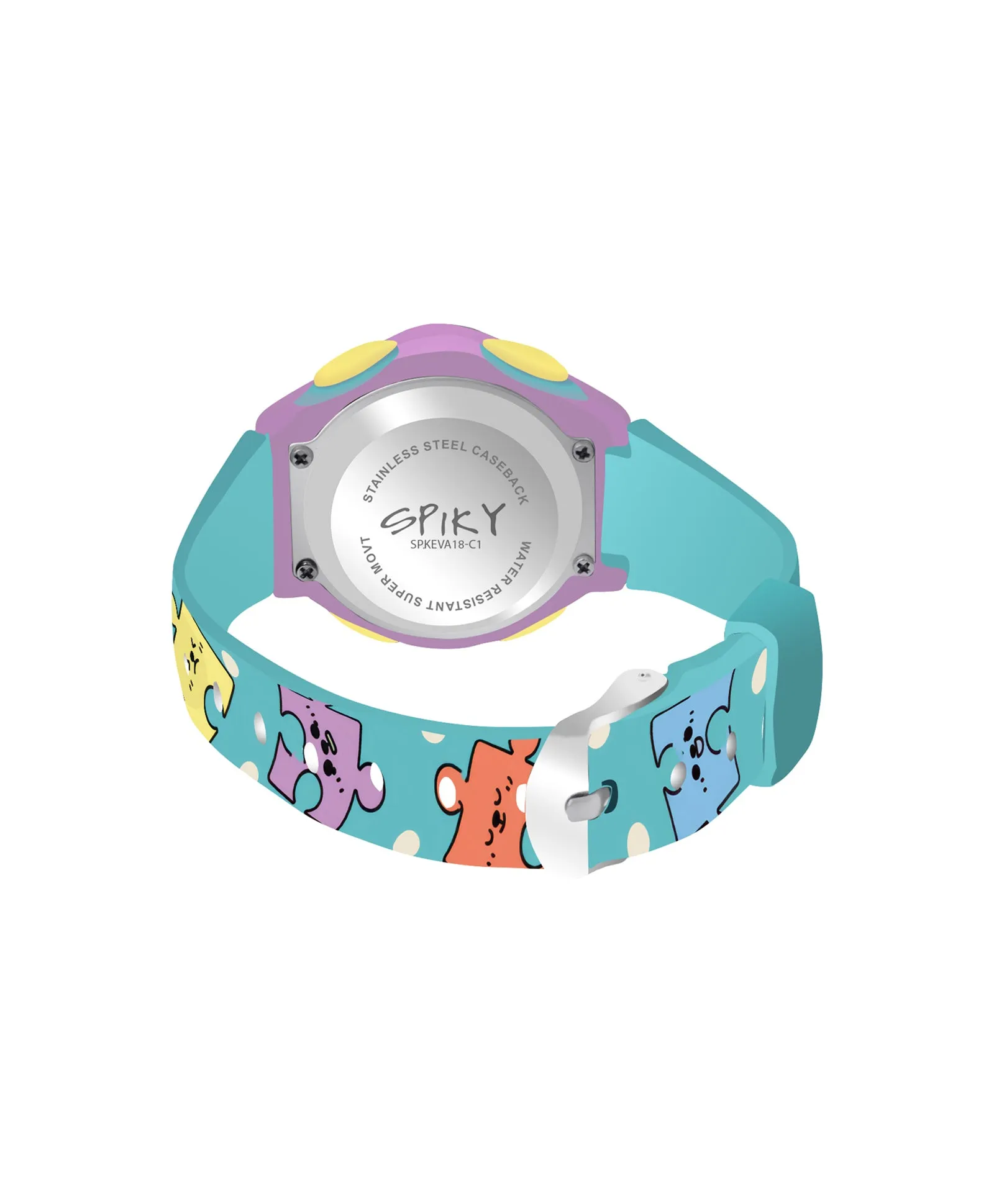 Spiky Eva18 Printed Strap Round Sports Digital Watch - Pink