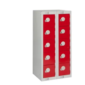 Ten Door Personal Effects Locker Red Camlock - HR536
